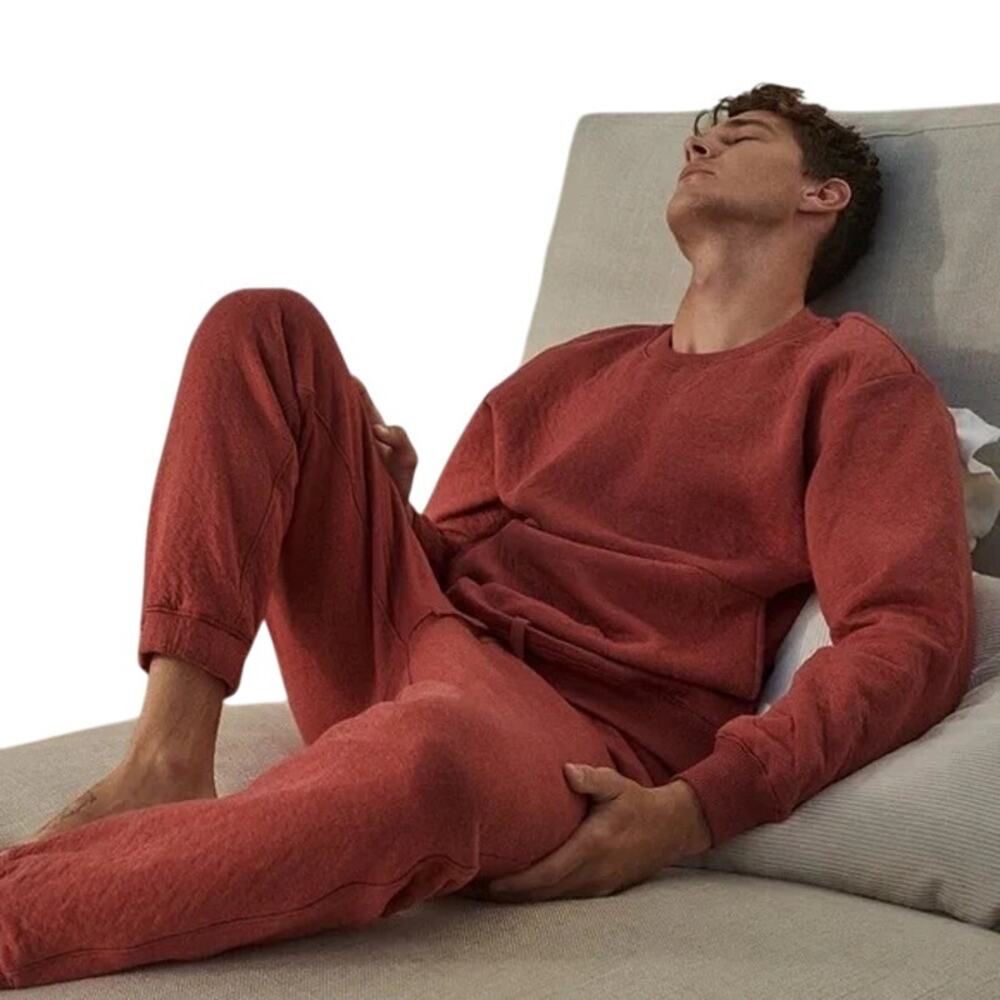 LAHGO by LUNYA NEW $396 Restore Double Face Sweatshirt & Jogger Red Heather Sz M